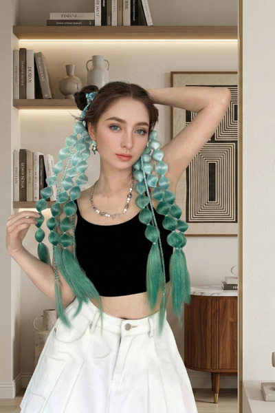 shop Accesoriu de păr în culori cu gradient verde - Agrafă practică din cauci...