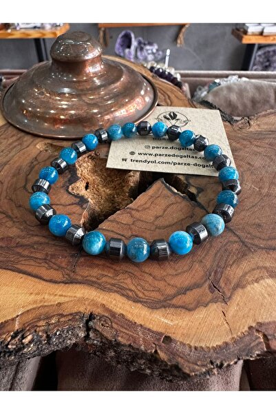 parze doğaltaş Apatite and Hematite Natural Stone Bracelet