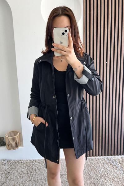 Tmptekstil Folded Sleeve Trench Coat - Black Black
