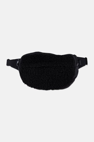Sinsay Men Faux Fur Fanny Pack, Black