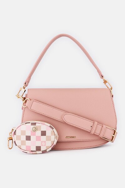 Anne Klein Women Brand Logo Handbag With Purse, Old Rose