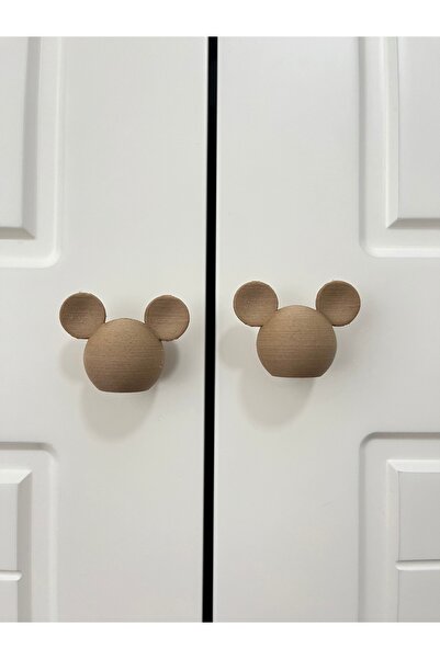 NORELUX Mickey Mouse Çocuk Dolap Kulpu – Ahşap Efektli Dekoratif Çekmece & Do...
