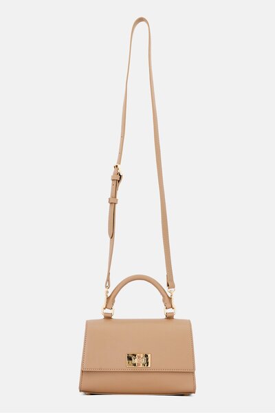 Anne Klein Women Brand Logo Leather Mini Flap Cross Body Bag, Tan