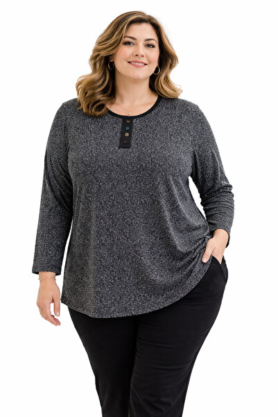 Mutlu City Plus Size Mother's Combed Cotton Blouse 405