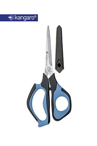 Kangaro Stainless Steel Scissors 7.25 Inch with Safety Cap Soft Grip