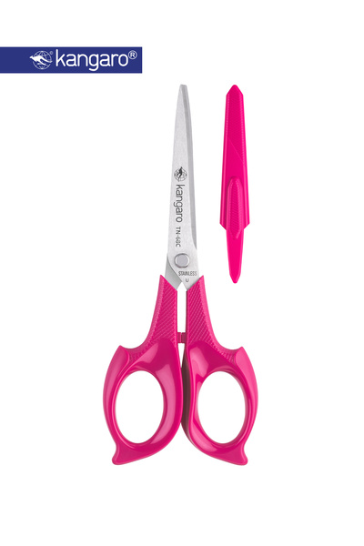 Kangaro Stainless Steel Office Scissors 169mm with 3D Handle & Safety Cap
