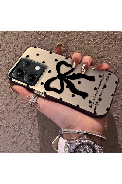 CHICASELUX Silicone Edge Hard Back Anti Fall Phone Case Bowknot Patterned Compatible with Redmi Note 13 Pro 5g