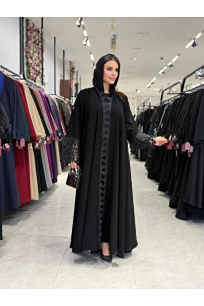 dar laha abaya Abaya D 893 - Ceramic Fabric with Sleeves and Double Cloak Lac...