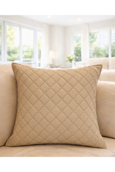 Diva Home جلد قماش كربون مبطّن تطريز غطاء وسادة 45 × 45