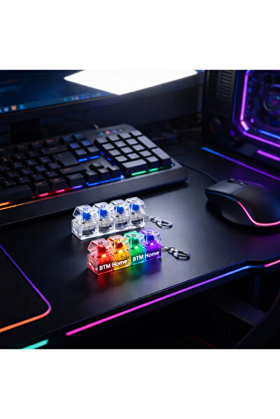 btm home Işıklı & Klavye Tuşu Anahtarlık – Eğlenceli & Stres Giderici Hediye