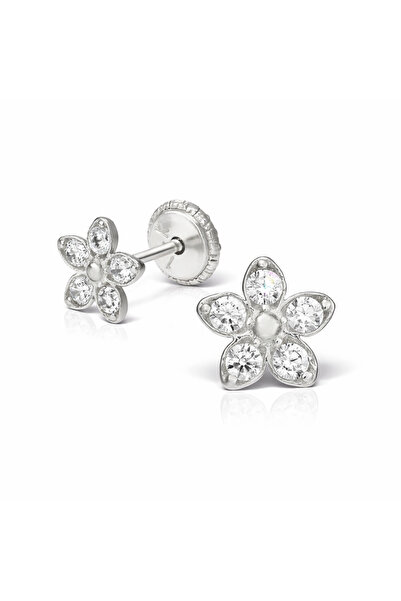 MOSV Diamond Earrings for Girls, White Gold, Safety Closure
