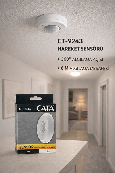 cesaa elektirik Cata CT-9243 8 Metre 360 Derece Kızıl Ötesi Hareket Sensörü
