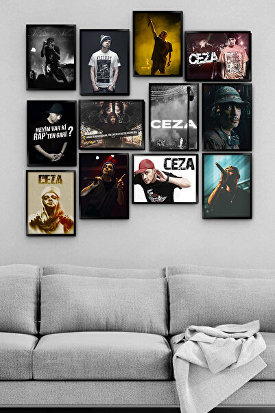 Pi Dekorasyon Ceza Rapçi Türkçe Rap 12li Dekoratif MDF Tablo Seti Hediyelik