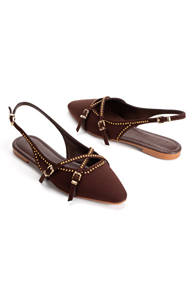 MFT AYAKKABI Κομψά σανδάλια μπαλαρίνας με ανοιχτή πλάτη και μυτερή μύτη, με λ...