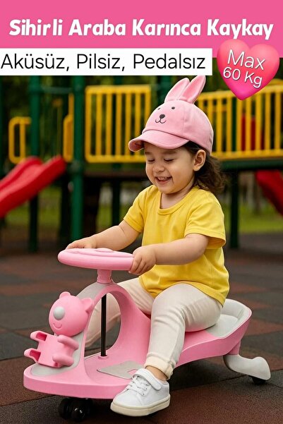 TOHA Karınca Kaykay Sihirli Araba – Swing Car Pedalsız, Aküsüz, Pilsiz 3 Teke...