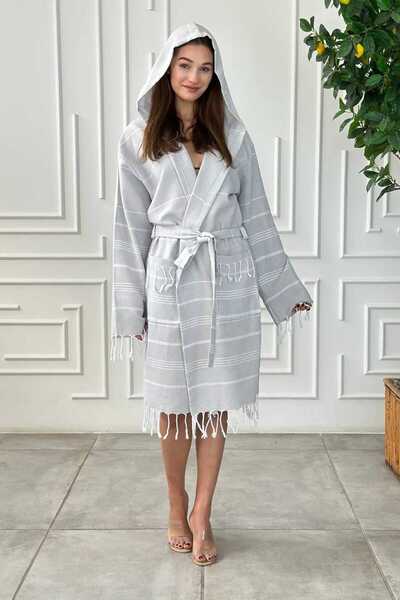 My-o Bohemian Style Hooded Pestemal Bathrobe - Soft-Textured Drying Towels - ...
