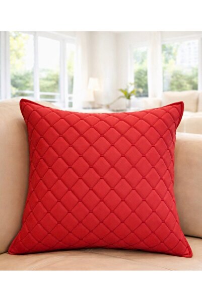 Diva Home Leather Carbon Fabric Quilted Embroidery Cushion Cover 45 X 45