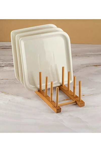 GLRHOME Küçük boy 6 bölmeli ahşap tabak organizer 28 x 12 x 9cm