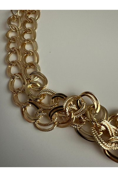 KARE ACCESORIES Gold Color Double Row Ring Chain Women's Necklace