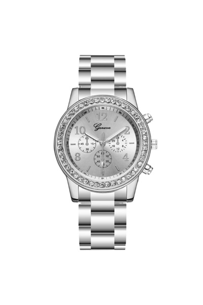 GENERAL Women's watch with a stainless steel strap studded with sparkling zir...