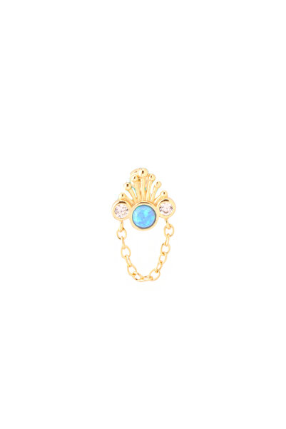 Masaliko Pirius 6 Şık Gümüş Piercing – Ms3877 | Zirkon & Opal Taşlı, Sallantılı