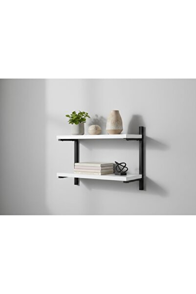 ISDA HOME Metal Profilli 2’li Duvar Rafı – Modern Ahşap & Metal Tasarım – Day...