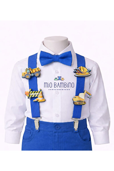 MİO BAMBİNO Construction Machinery Concept Boys' Bow Tie and Suspenders Set –...