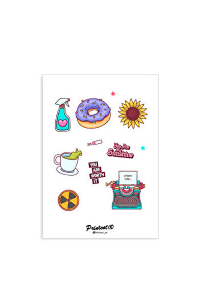 Printoot مجموعة ملصقات إيجابية مبهجة تضم ملصقات آلة كاتبة عتيقة وملصقات تعكس ...