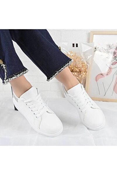 Tmall Pantofi sport pentru femei, - Piele, D1478, Alb cu gri