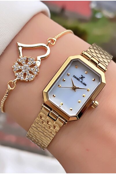 Daniel Klein Gold Color Steel Case Thin Strap Original Women's Wristwatch wit...