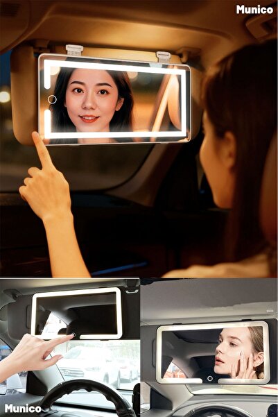 Munico Otomotiv Araba Güneşlik Aynası LED Işıklı Kompakt ve Aşınmaya Dayanıkl...