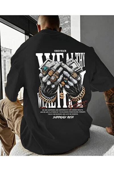 gencerco Rich cu imprimeu graffiti Premium supradimensionat tricou