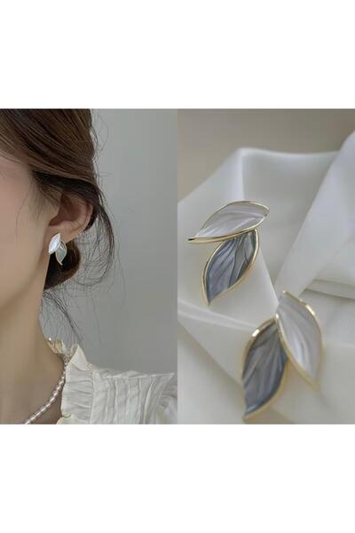Mua Bijoux أقراط نسائية أنيقة على شكل ورقة شجر باللونين الذهبي والفضي - تصميم...