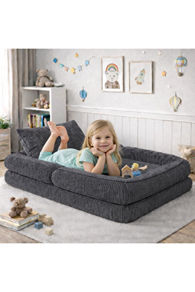 puffiber Kids Modüler Katlanabilir Çocuk Oyun Koltuğu–Fitilli Kadife Yumuşak ...