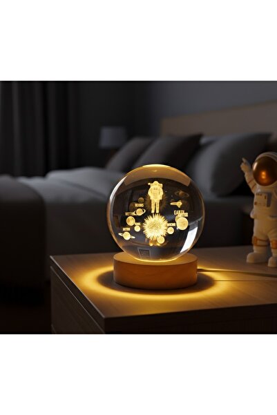 Kuzey Tacı Solar System Güneş Sistemi ve Astronot 3D Lazer İşlemeli Kristal K...