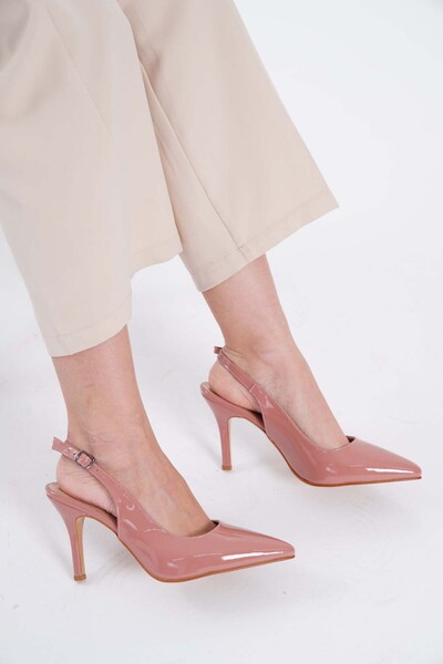 nuvilo Somo Patent Leather Belt Pointed Toe Stiletto 8.5 cm Thin Heel Women's...