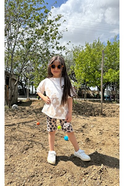 WOWMOMKIDS Girl's Floral Print Oversized T-Shirt & Biker Leggings 2-Piece Set