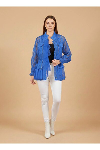 Rabiossa جاكيت نسائي مزين بالكشكشة دانتيل