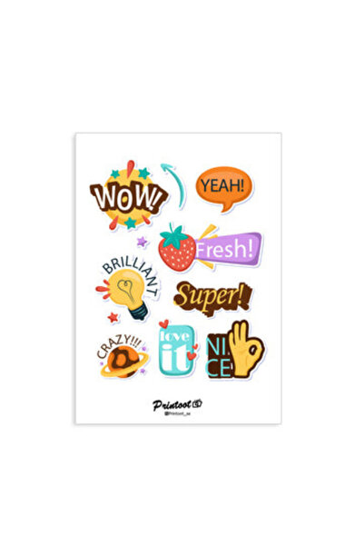 Printoot مجموعة ملصقات تعبيرية عن الحماس، تضم اقتباسات رسومية نابضة بالحياة و...