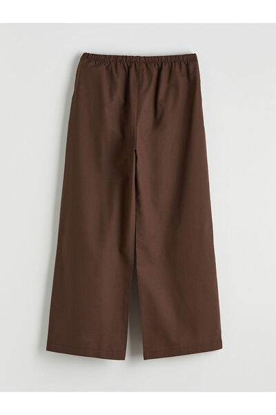 LC Waikiki Pantaloni maro pentru fete poplin cu talie elastică