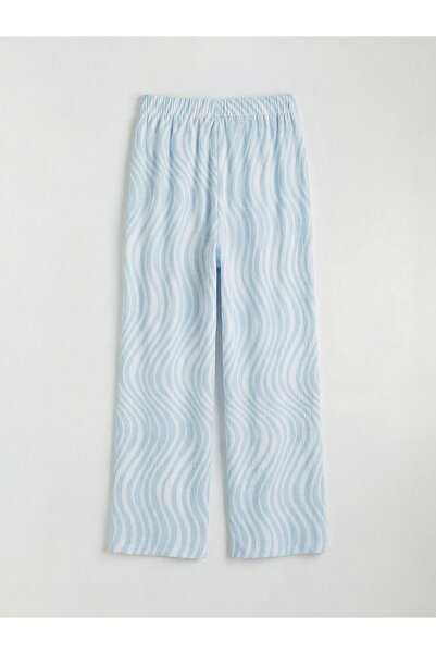 LC Waikiki Μπλε παντελόνι για κορίτσια με φαρδιά μπατζάκια Με σχέδιο