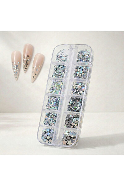 Wien Nail Master 12li Holografik Gümüş Renk Yıldız Tırnak Süsleme Yıldız Diza...