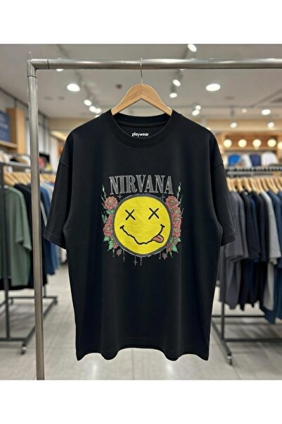 playwear Μπλουζάκι με λαιμόκοψη ποδηλάτου από 100% βαμβάκι με στάμπα Nirvana ...