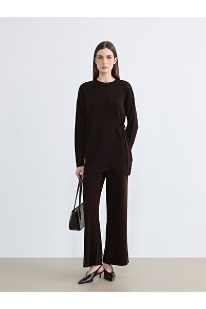 LC Waikiki Široke ženske pletene pantalone sa elastičnim strukom