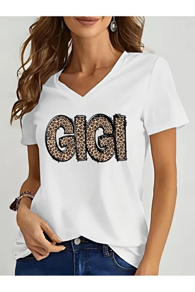 yombaa Štampano majica. Kratki rukav V v vrat letnje i proleće ležerna gornja...