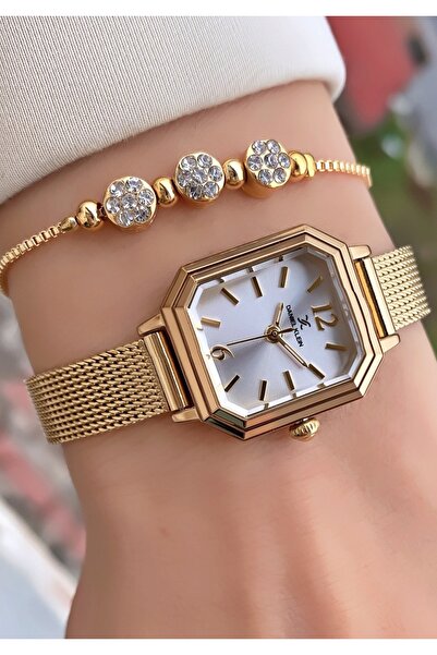 Daniel Klein Gold Color Thin Straw Cord Square Case Original Women's Wristwat...