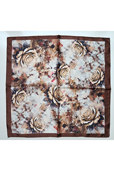 TAMA Brown Rose Pattern Scarf