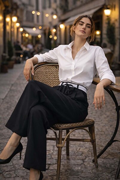 ibeeka Urban Élégance High Waist Lace-Up Trousers - Black - L