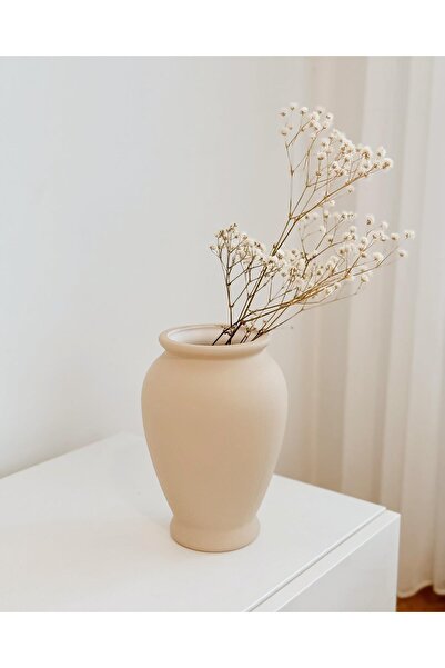 Hestia Home Ceramic Cube Vase Beige
