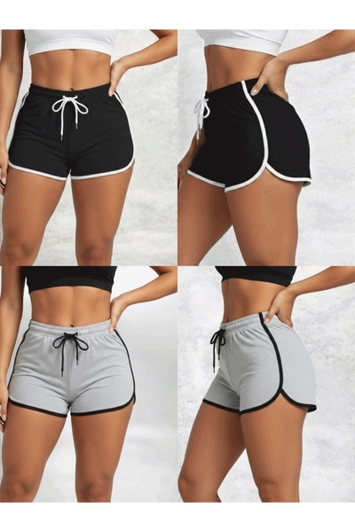 KANOX Kadın 2 İplik Penye Biyeli Şort 2'Lİ